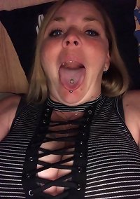 an older lady with her throat being milked by a handsome guy